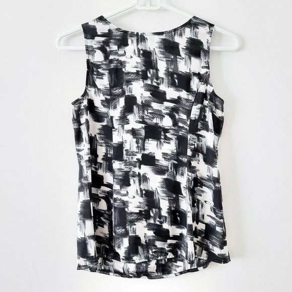 NWOT Ann Taylor LOFT Sleeveless Ruffle-Front Blouse, Black & Ivory, XXSP, 00P - Picture 2 of 5